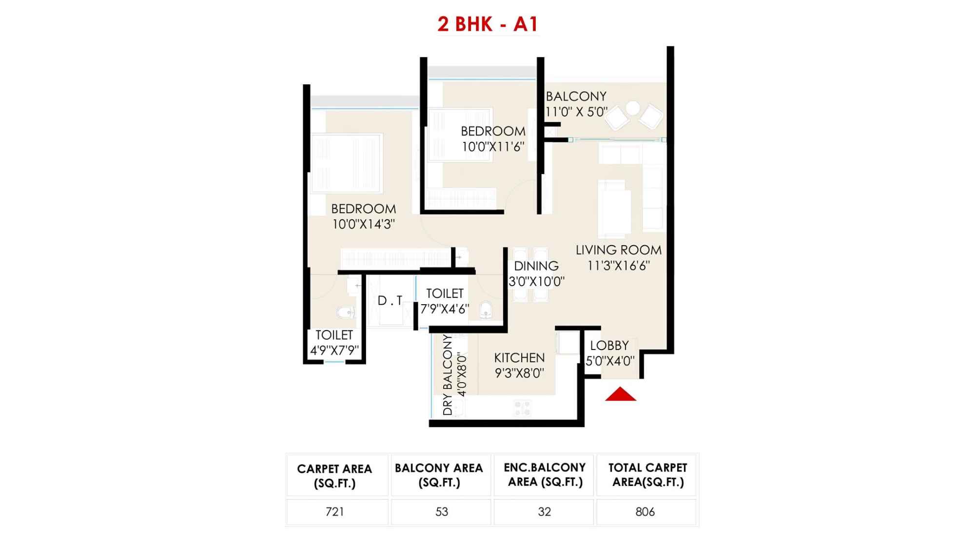 The-Rising-Saniket-Floor-Plan-Wing-B3-2-BHK-A1-806-Sqft