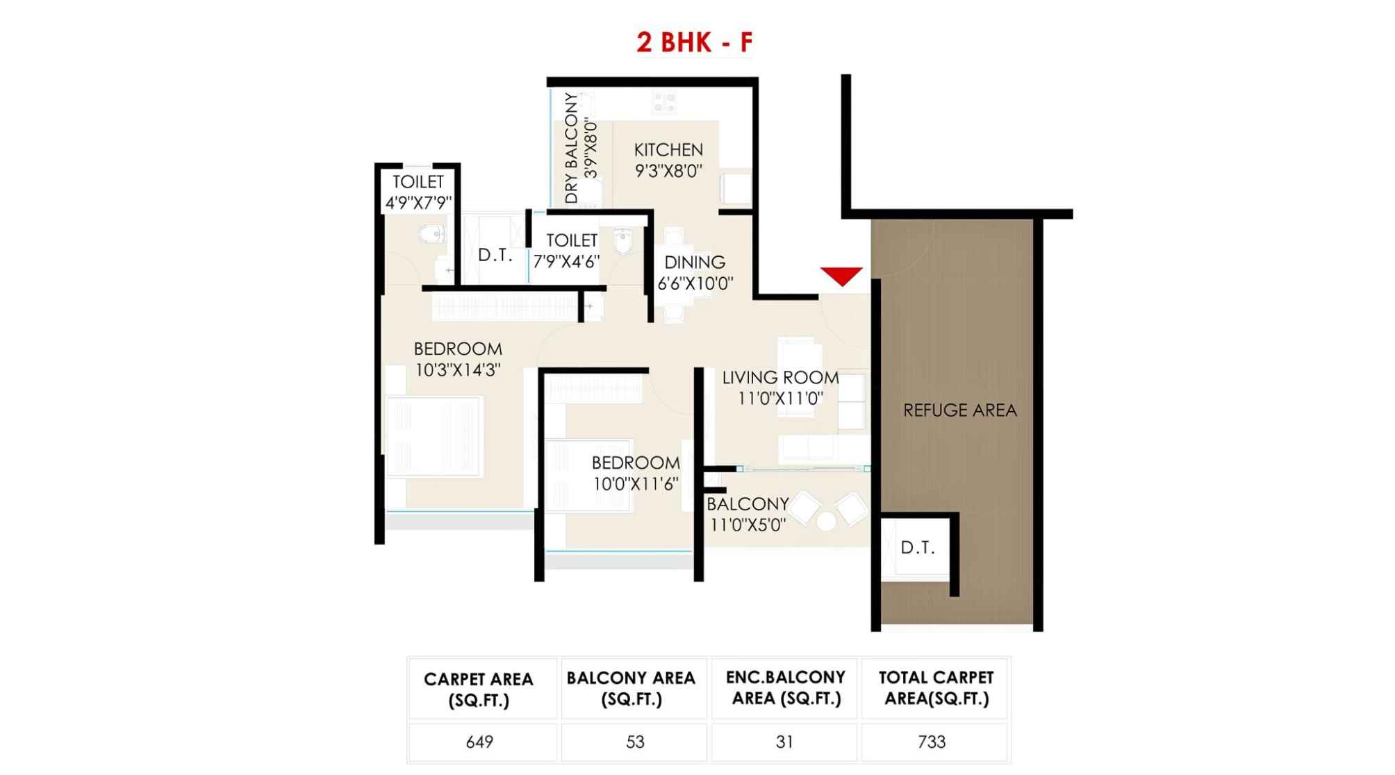 The-Rising-Saniket-Floor-Plan-Wing-B3-2-BHK-F-733-Sqft