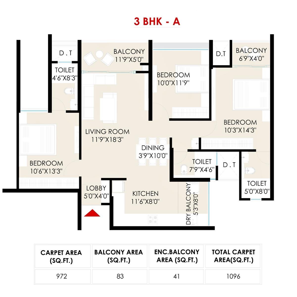 The-Rising-Saniket-Floor-Plan-Wing-B4-3-BHK-A-1096-Sqft